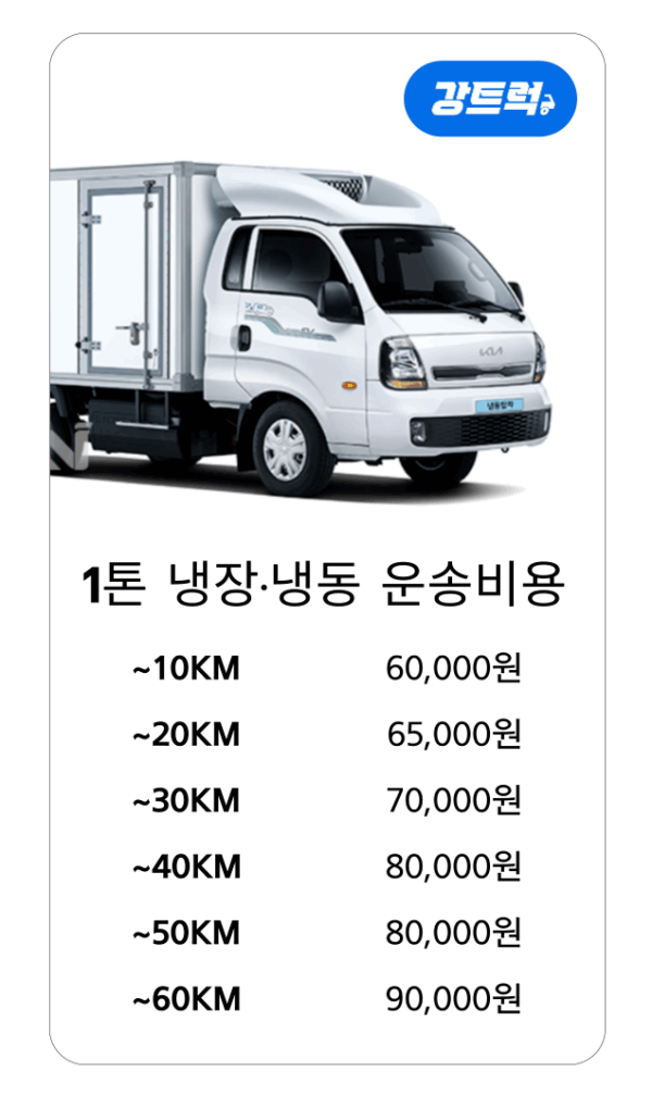 1톤 냉동 냉장 운송비용